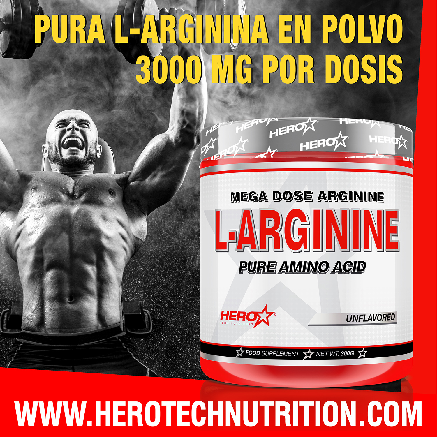 L-ARGININE - ARGININA AMINOACIDO - HERO TECH NUTRITION herotechnutrition